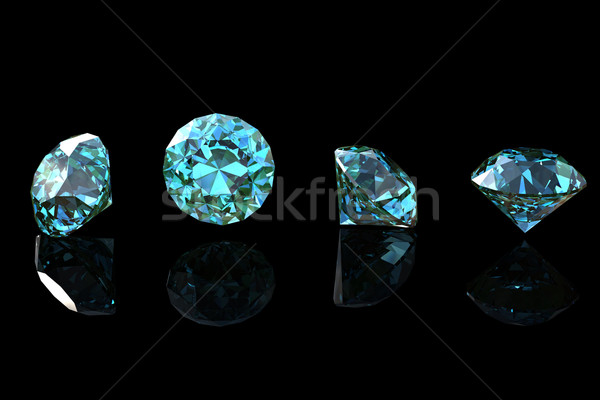 Foto stock: Azul · isolado · branco · diamante · jóias