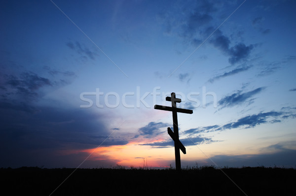 cross silhouette with the sunset Stock photo © rozbyshaka