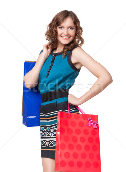 肖像 年輕女子 購物袋 白 女子 商業照片 © rozbyshaka