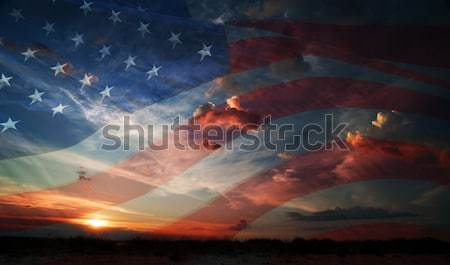 Dag vlag USA zonsopgang zon achtergrond Stockfoto © rozbyshaka
