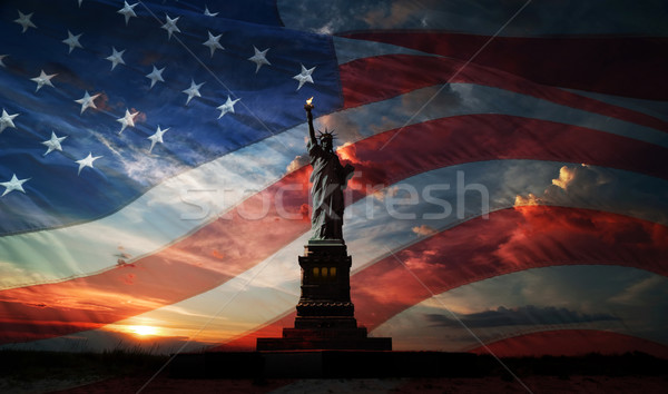 Dag vrijheid wereld standbeeld vlag USA Stockfoto © rozbyshaka