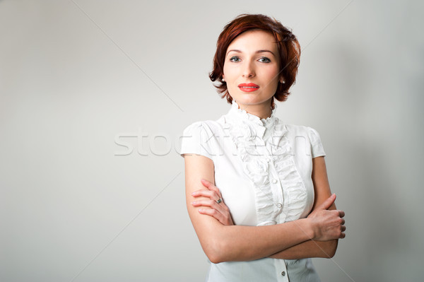 Foto stock: Belo · mulher · jovem · bela · mulher · branco · negócio · menina