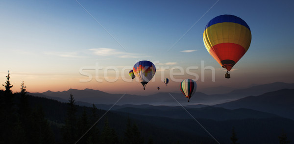 Verbazingwekkend reis kleurrijk hot lucht ballonnen Stockfoto © rozbyshaka