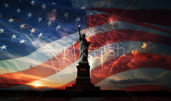 Independence day. Liberty enlightening the world Stock photo © rozbyshaka