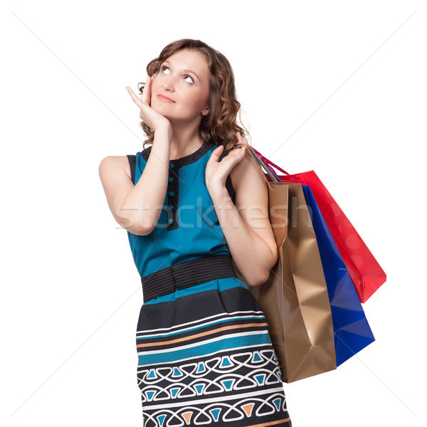 商業照片: 肖像 · 年輕女子 · 購物袋 · 白 · 女子