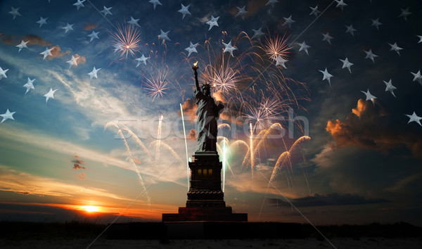 Independence day. Liberty enlightening the world Stock photo © rozbyshaka