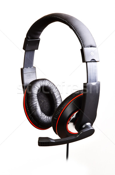 頭戴耳機 孤立 白 音樂 頭 聽起來 商業照片 © rozbyshaka