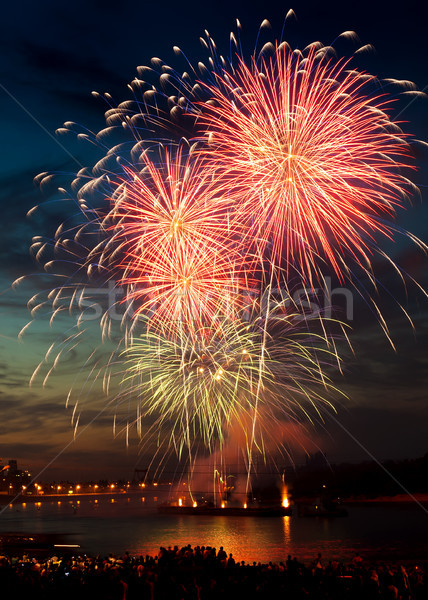 Színes tűzijáték éjszakai ég különböző színek buli Stock fotó © rozbyshaka