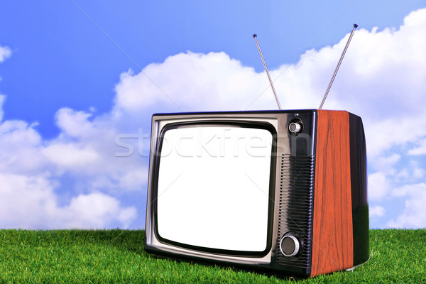 Edad retro tv aire libre foto hierba Foto stock © RTimages