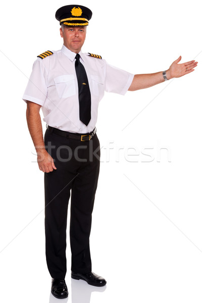 Stock photo: Airline pilot welcome gesture