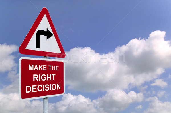 Make the Right Decision signpost in the sky Stock photo © RTimages