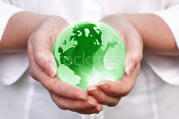 Világ kezek fotó nő tart üveg Stock fotó © RTimages