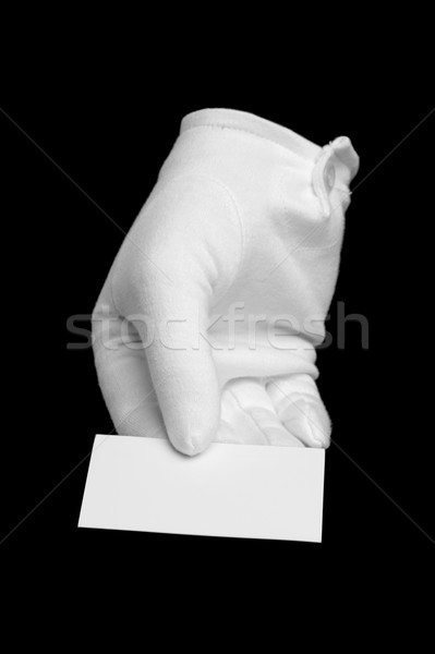Enyém kártya fehér kesztyű tart izolált Stock fotó © RTimages