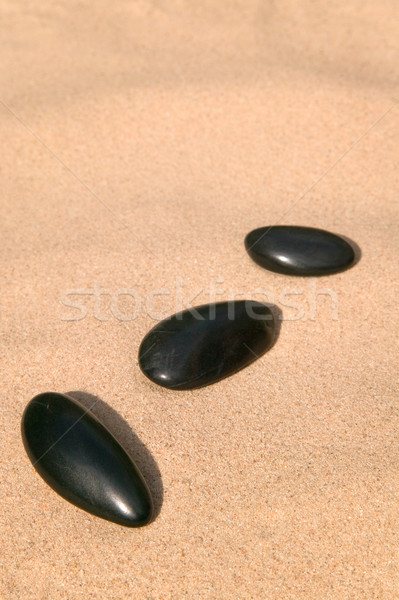 Kieselsteine Sand drei schwarz line Sandstrand Stock foto © RTimages