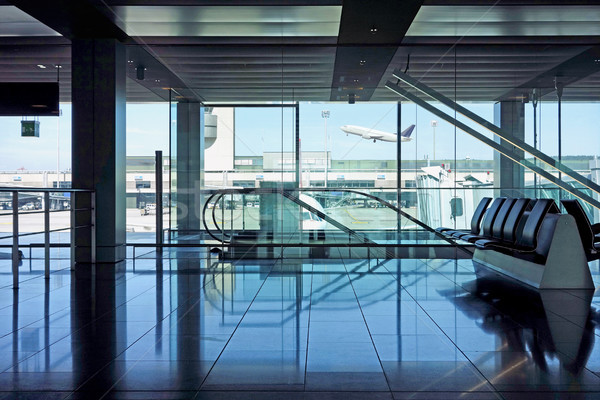 Airport departure lounge seating and escalators Stock photo © RTimages