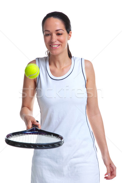 Woman tennis player bouncing ball on racket Stock photo © RTimages