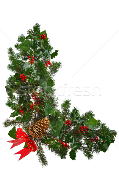 Christmas garland L shaped with bow isolated. Stock photo © RTimages