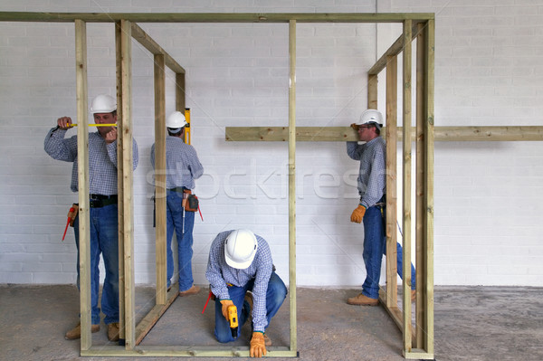 építkezés munkaerő kép építőmunkás különböző állások Stock fotó © RTimages