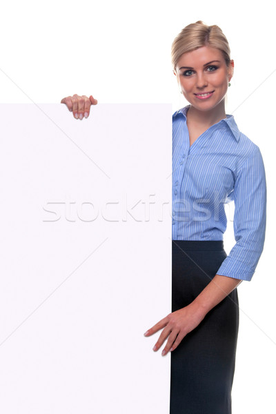 Blond woman holding a blank message board. Stock photo © RTimages