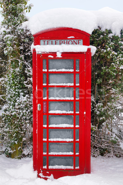 Stock fotó: Piros · brit · hó · hagyományos · telefon · tél