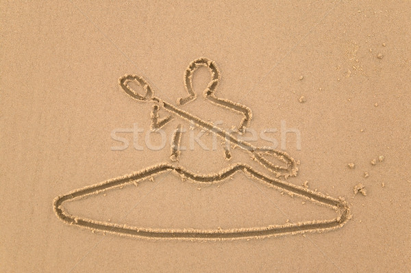 Kajak zand tekening man zomer persoon Stockfoto © RTimages