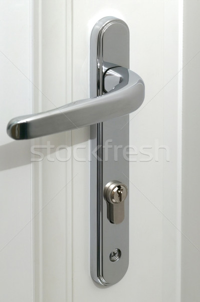 Uşă maner cheie gaură alb Imagine de stoc © RTimages