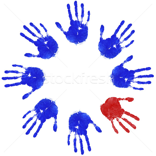 Ungerade Hand Kreis Bilder blau rot Stock foto © RTimages