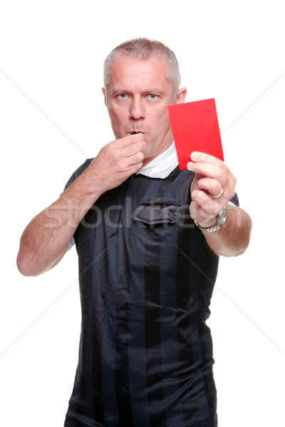 Piłka nożna arbiter czerwony karty odizolowany Zdjęcia stock © RTimages
