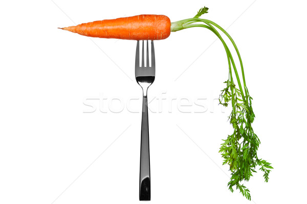Carrot on a fork isolated on white Stock photo © RTimages