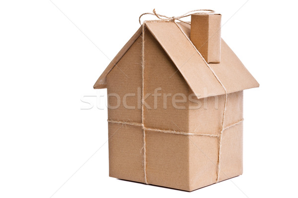 Stock photo: House wrapped in brown paper cut out