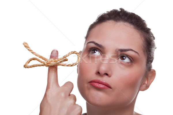 Atraente mulher jovem o que peça corda dedo Foto stock © RTimages