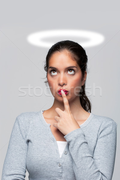 Kobieta winny sumienie obraz aureola twarz Zdjęcia stock © RTimages