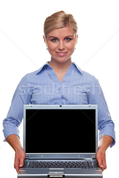 Stok fotoğraf: Kadın · dizüstü · bilgisayar · ekran · dizüstü · bilgisayar