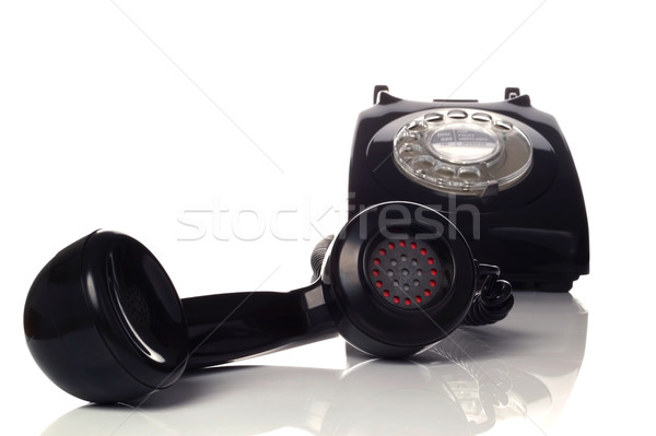 Stockfoto: Af · haak · retro · zwarte · telefoon · focus