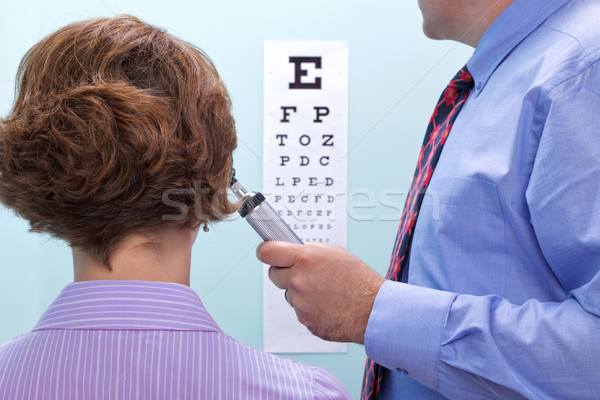 Látásvizsgálat fotó nő látás szem diagram Stock fotó © RTimages