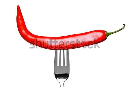 Red Chilli pepper on a fork isolated on white Stock photo © RTimages