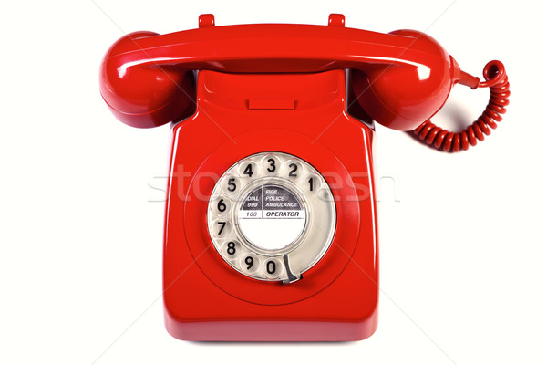 Retro Rood telefoon geïsoleerd foto witte Stockfoto © RTimages