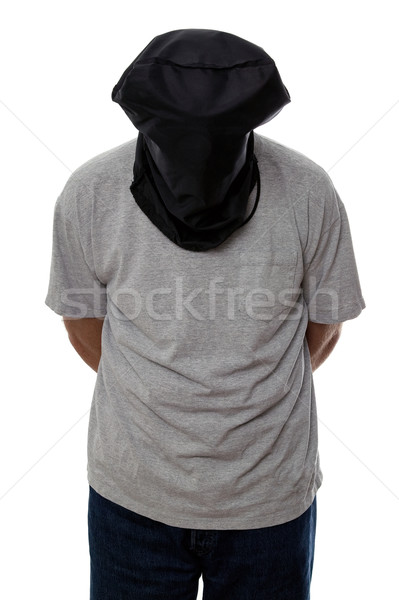 Adam siyah kafa eller arkasında Stok fotoğraf © RTimages