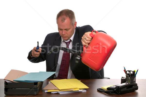 бизнесмен сжигание документы набор огня Сток-фото © RTimages