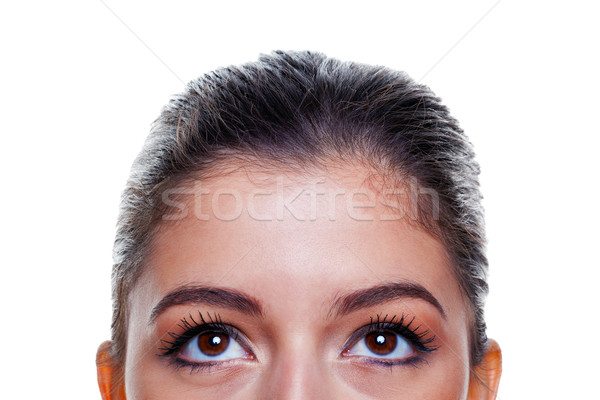 Brązowe oczy piękna brunetka kobieta duży Zdjęcia stock © RTimages