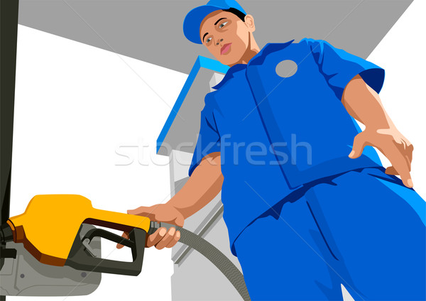 Posto de gasolina estoque vetor pessoa enchimento para cima Foto stock © rudall30