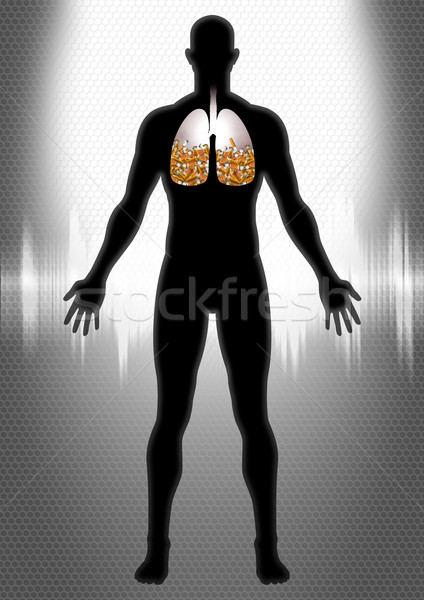 Esche Lunge menschlichen voll Zigarette Körper Stock foto © rudall30