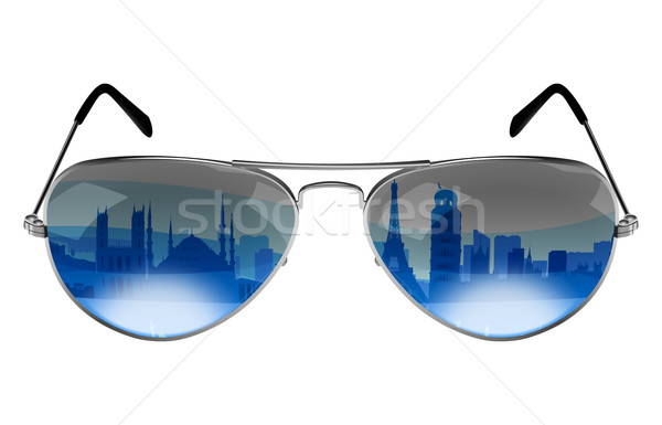 サングラス 反射 ヨーロッパの 眼 建物 ファッション ストックフォト © rudall30