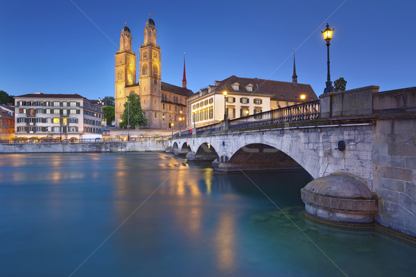 Zurich image Suisse crépuscule bleu heure [[stock_photo]] © rudi1976