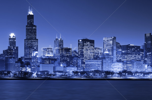 Foto d'archivio: Chicago · skyline · immagine · notte · cielo · costruzione