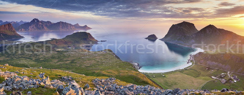 Norveç panoramik görmek yaz gün batımı Stok fotoğraf © rudi1976