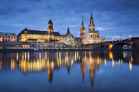 Foto stock: Dresda · imagem · Alemanha · crepúsculo · azul · hora