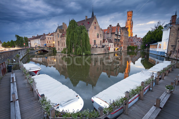 Stockfoto: Afbeelding · beroemd · plaats · België · schemering · Blauw