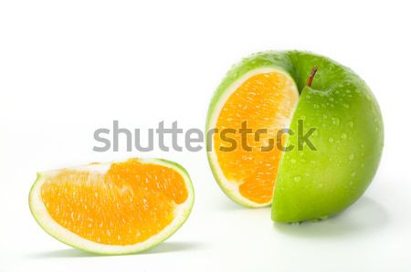[[stock_photo]]: Pomme · orange · hybride · image · fraîches