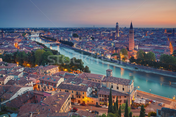 Verona görüntü İtalya yaz gün batımı şehir Stok fotoğraf © rudi1976